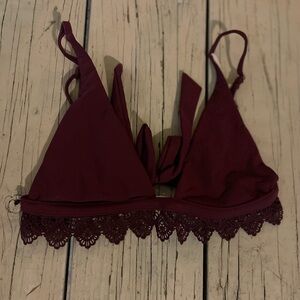 Kendall & Kylie Deep Burgundy Lace Bikini Top